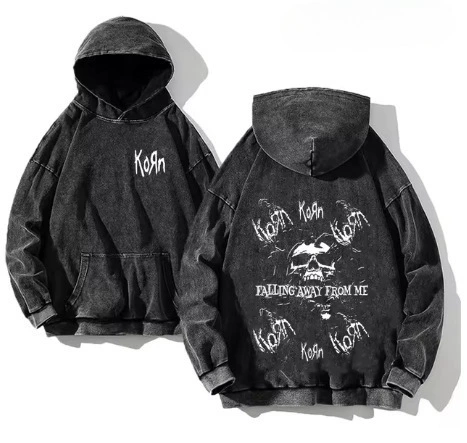 Худи Korn Rock Band World Tour выцветшитый хлопковый свитшот с капюшоном старого образца