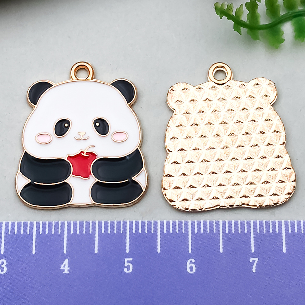 DIY dibujos animados panda bambú goteando aceite de aleación pendientes llavero animal colgante accesorios de joyería decoración de estilo chino