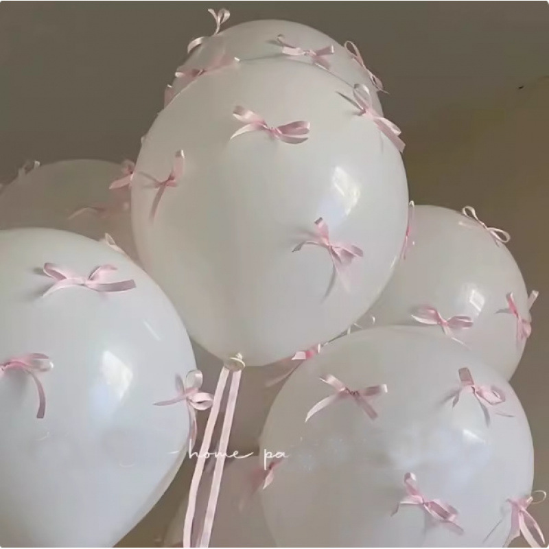 透明蝴蝶结气球布置场景装饰生日派对订婚结婚飘空马卡龙气球|undefined