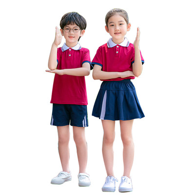 幼儿园童装 夏装新款短袖吸汗套装 中小学生校服裙子打底裤毕业服