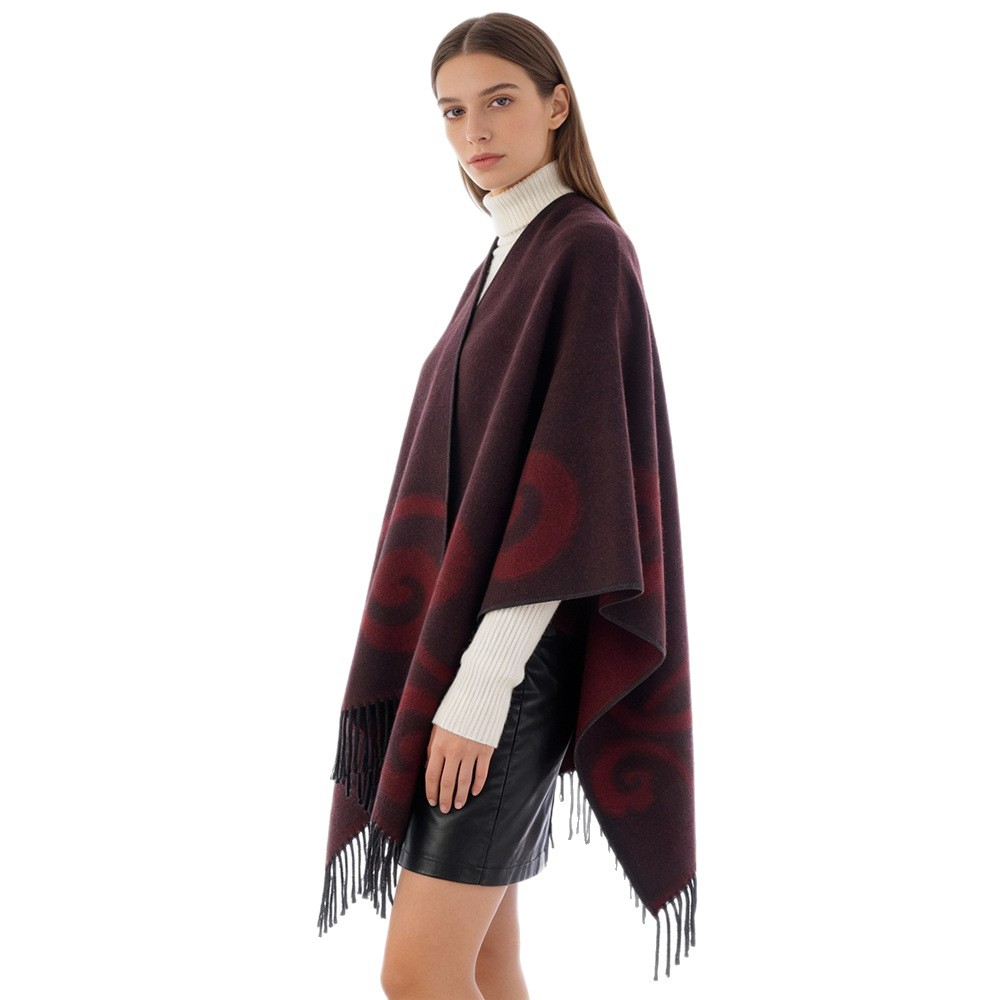 Amazon chal retro cardigan moda transfronteriza invierno y otoño nuevo tipo de chal Xiangyun con bordas con chal de lana