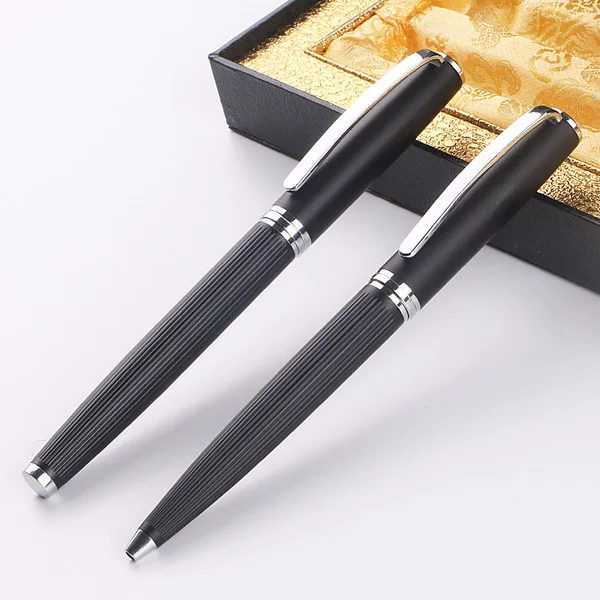 In-Stock Business Metal Signature Pen Brushed Matte Ballpoint Pen Creative Stylish Black Ballpoint Pen Gift Pen