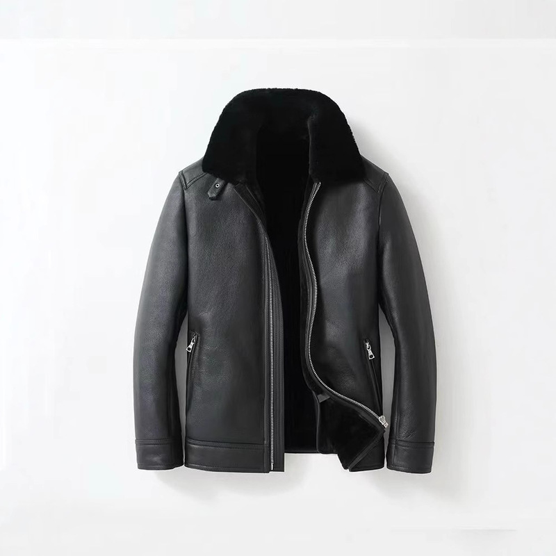 Winter Imported Genuine Fur Integrated Men's Fashion Thickened High-End Leather Coat Fur Jacket Trendy Pure Leather