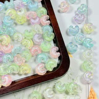 简约立体通孔拱形月亮爱心串珠果冻色异形珠DIY手机链钥匙扣配件