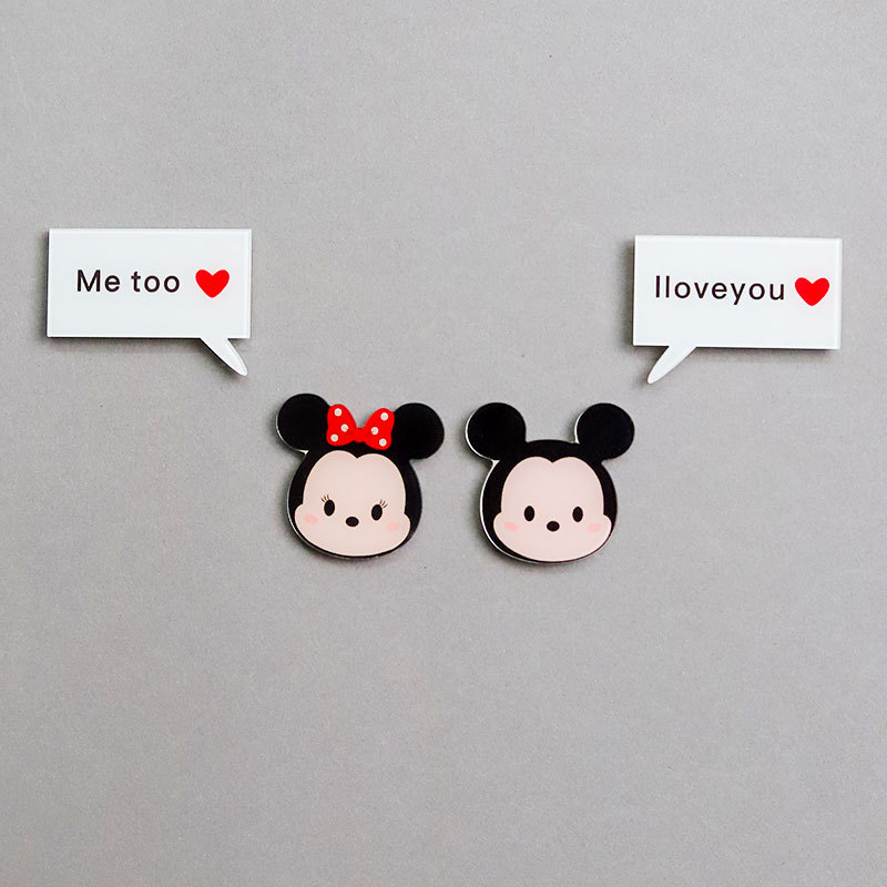 Personajes de dibujos animados pareja de acrílico adsorción pegatinas de refrigerador EVA alfanuméricos pegatinas de refrigerador DIY pegatinas magnéticas decoración