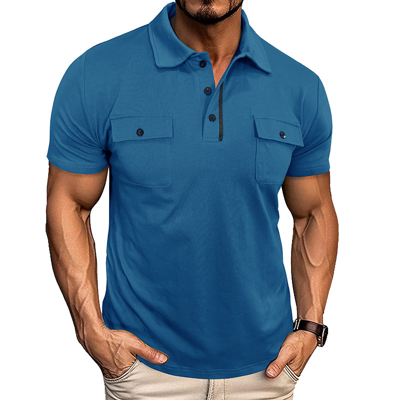 Cross-Border Men's Lapel Double Flap Pocket Pants Short-Sleeved Outdoor Tactical Polo Shirt Amazon Summer Men's Henry Half-Sleeved T-Shirt Cross-Border Men's Lapel Double Flap Pocket Pants Short-Sleeved Outdoor Tactical Polo Shirt Amazon Summer Men's Henry Half-Sleeved T-Shirt