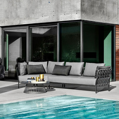 Outdoor Nordic Wicker Lazy Sofa Coffee Table Combination Garden Patio Single or Double Household Indoor Three-piece Set Wicker Chair