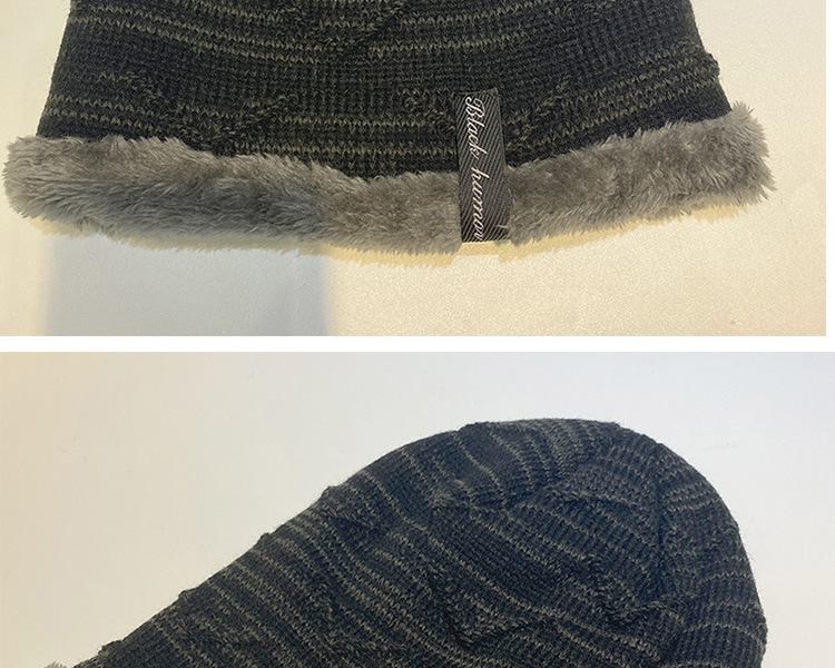 Cappello Cappello alla moda lavorato a maglia Cappello di lana Inverno Velluto caldo AB Filato Gancio Manica Protezione per le orecchie Cappello da esterno da uomo_voghion.com