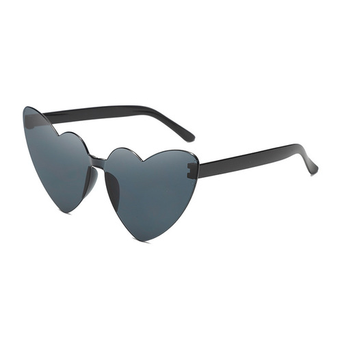 Cross-border Amazon Thin Peach Heart Sunglasses Jelly Color Rimless Heart-Shaped Integrated Sunglasses Candy Color Love Sunglasses