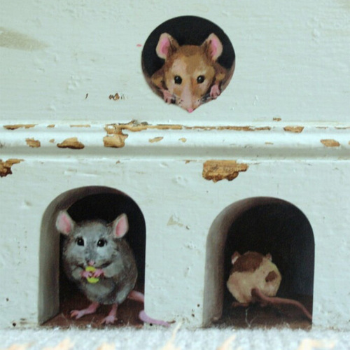 Jue-Fish International Trade Cross-Border Mouse Hole Sticker Home Kitchen Glass Creative Decorative Sticker Fun Sticker