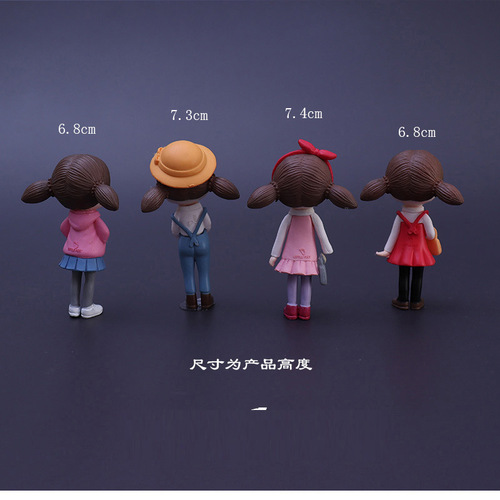 Cute girl character doll ornaments doll figure Q cute big face girl heart miniature model cake accessories