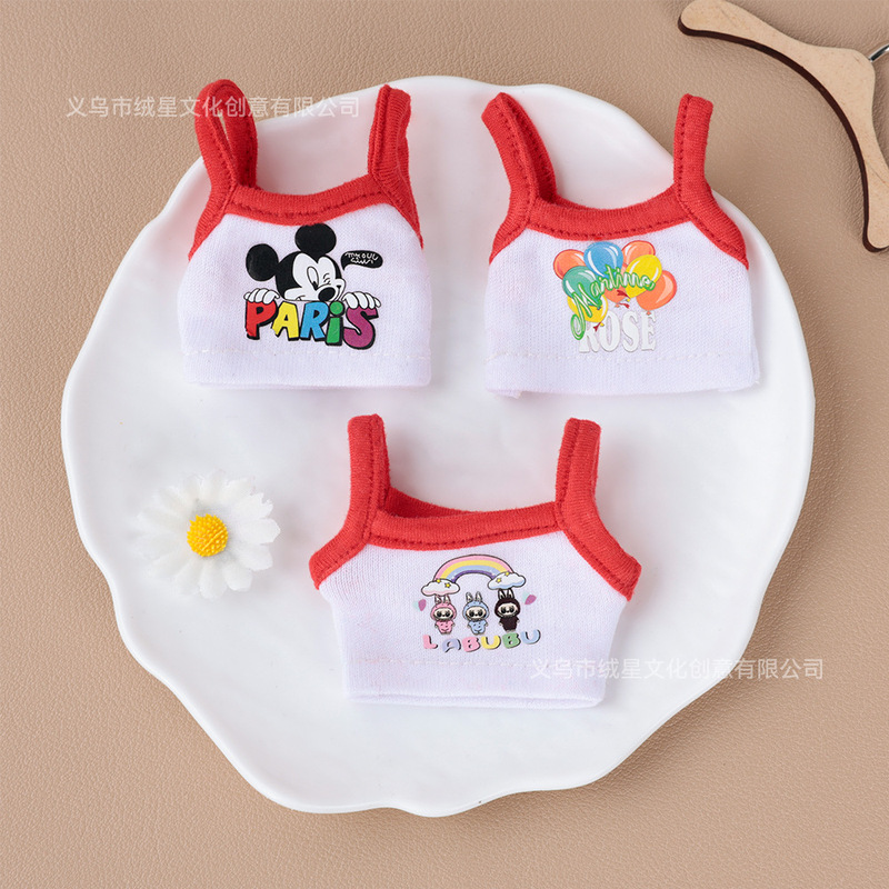 In-Stock 10cm Cotton Doll Clothes, Cute Vest, Doll Top, Short-Sleeve Outfit for Changing Clothes