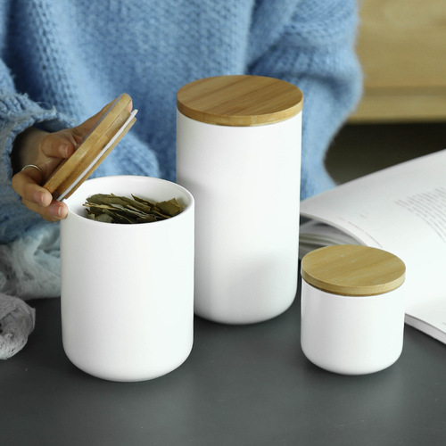 Cross-border export ceramic sealed jar tea coffee bean jar kitchen moisture-proof and moisture-proof storage snack storage jar LOGO