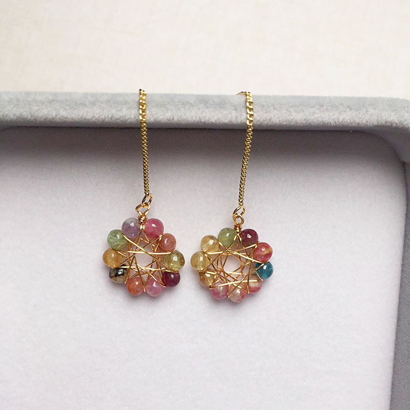 1 Paire De Boucles D'oreilles En Alliage Tourmaline Fleur De Style Moderne display picture 2