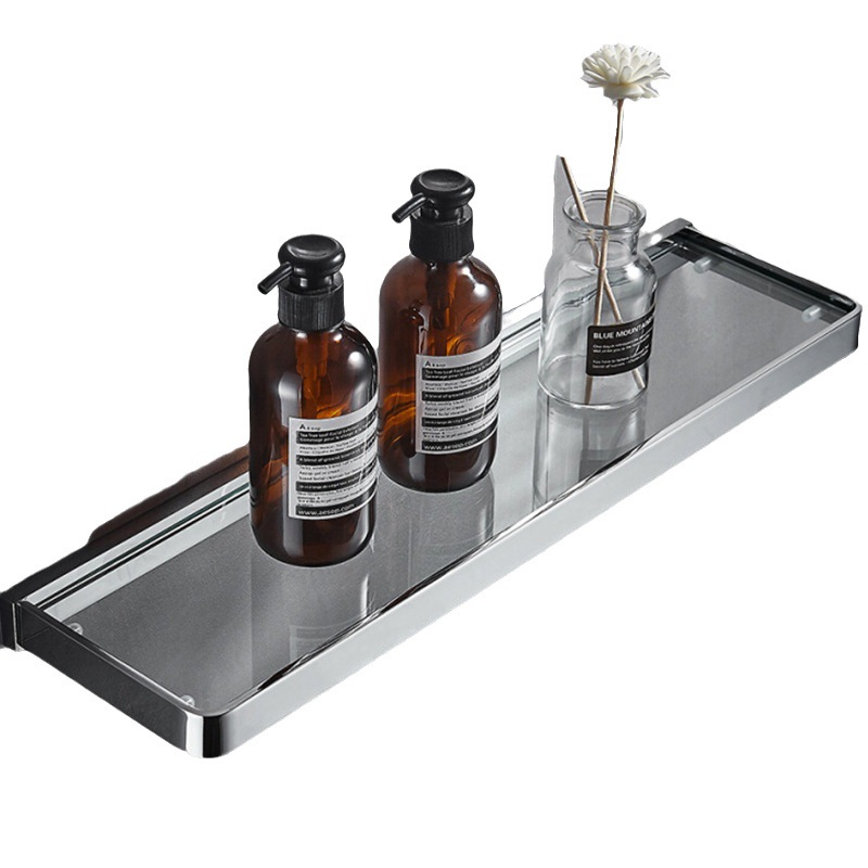 Estante de almacenamiento simple para baño, bandeja de almacenamiento de cobre para lavabo, estante de almacenamiento transparente de doble capa para tocador