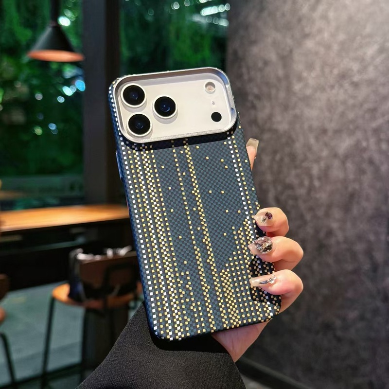适用iphone17PROMAX凯夫拉纹理夜光磁吸手机壳苹果16超薄PC保护套|undefined