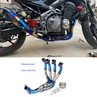 Мотоциклетный спорткар Kawasaki Z900 модифицированный передний выхлоп Z900 обжаренный синий/титановый сплав передняя часть выхлопной трубы