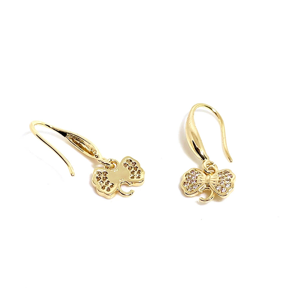 Серьги, аксессуар с zircon с бантом, ручная работа, 14 карат, DIY