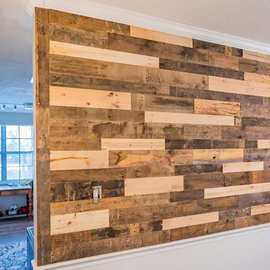 复古板材木料电视背景墙装饰吧台背景实木定制尺寸地板踏步板
