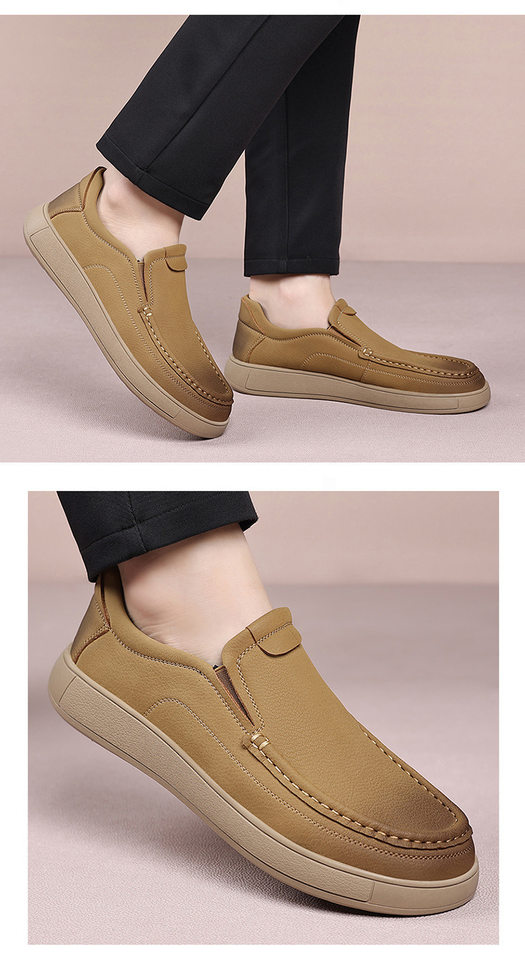 Giày da nam cổ thấp buộc dây phong cách Anh, đế bằng thoáng khí — 7706 bộ giày lười màu kaki, 7706 bộ giày lười màu đen, 7706 kaki, 7706 màu đen chi tiết 17