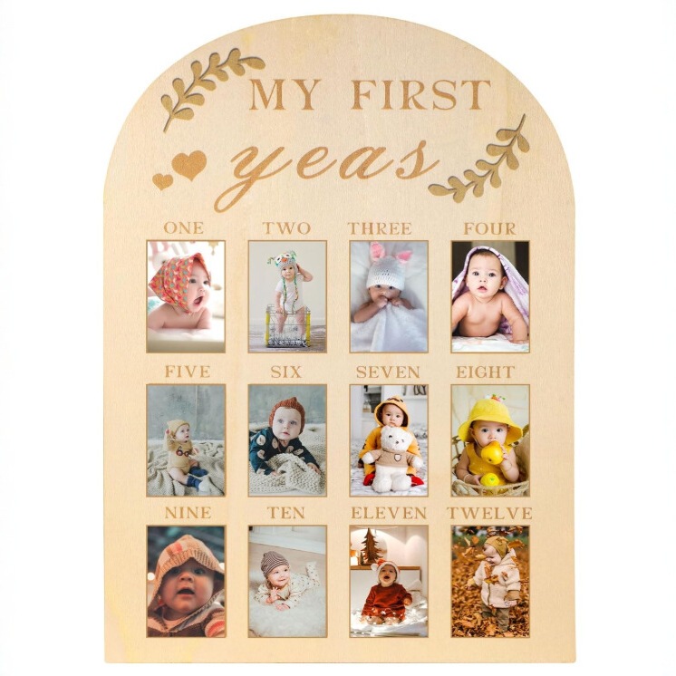 Newborn First Year Milestone Photo Frame Wooden Baby Memorial Picture Frame Baby Photo Wall Display Solid Wood Photo Frame Newborn First Year Milestone Photo Frame Wooden Baby Memorial Picture Frame Baby Photo Wall Display Solid Wood Photo Frame