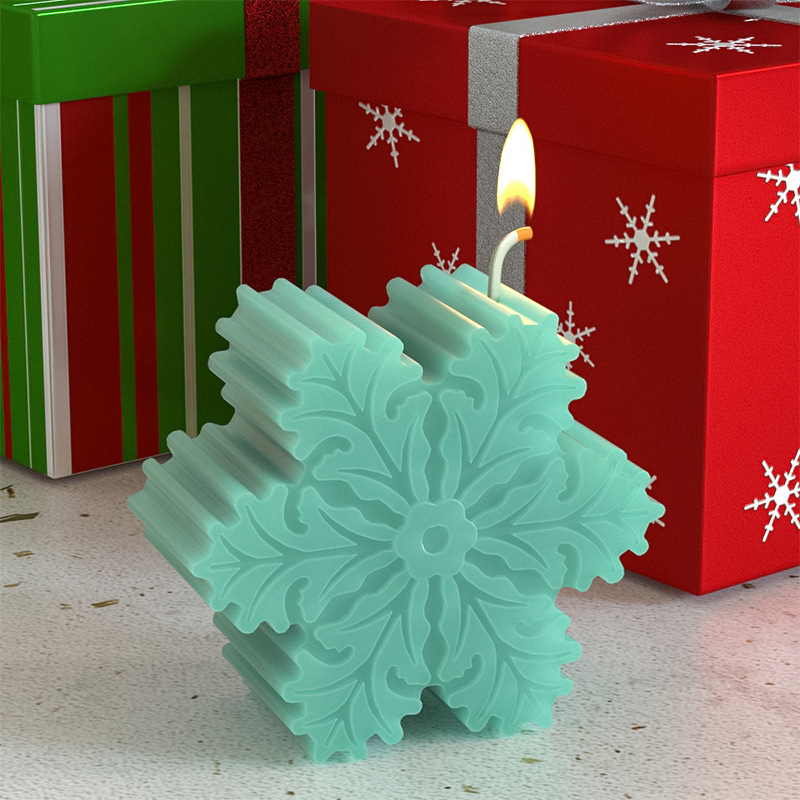 Diy水晶滴ゴム樹脂二連雪花ろうそくシリコン金型クリスマス飾りろうそく石膏雪花金型|undefined