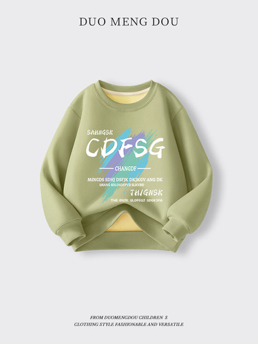 Children's Fleece Sweatshirt Baby One-Piece Fleece Kids' Winter Warm Base Shirt Big Kids Thick Top Winter Outfit