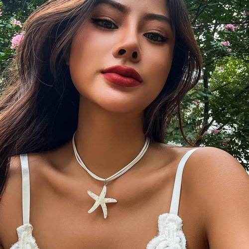 European and American cross-border jewelry, personalized diy starfish tassel necklace, beach mermaid bohemian style new jewelry
