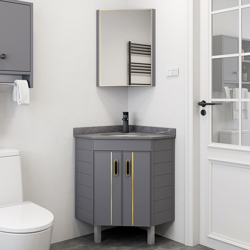 Piso lavabo gabinete combinación pequeño apartamento baño triángulo mesa de lavado esquina lavabo piscina