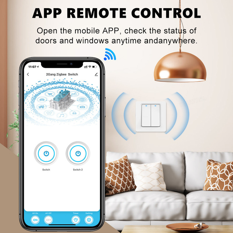 Tuya スマートホーム Zigbee キー壁スイッチシングルゼロファイアバージョンリモコンアプリ音声タイミングスイッチライト|undefined