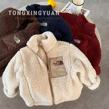 潮牌儿童羊羔毛加厚外套秋冬季男女童加绒上衣宝宝保暖毛毛衣跨境