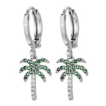 2024年新时尚气质简约椰树锆石耳环女孩甜美浪漫婚礼派对珠宝配饰