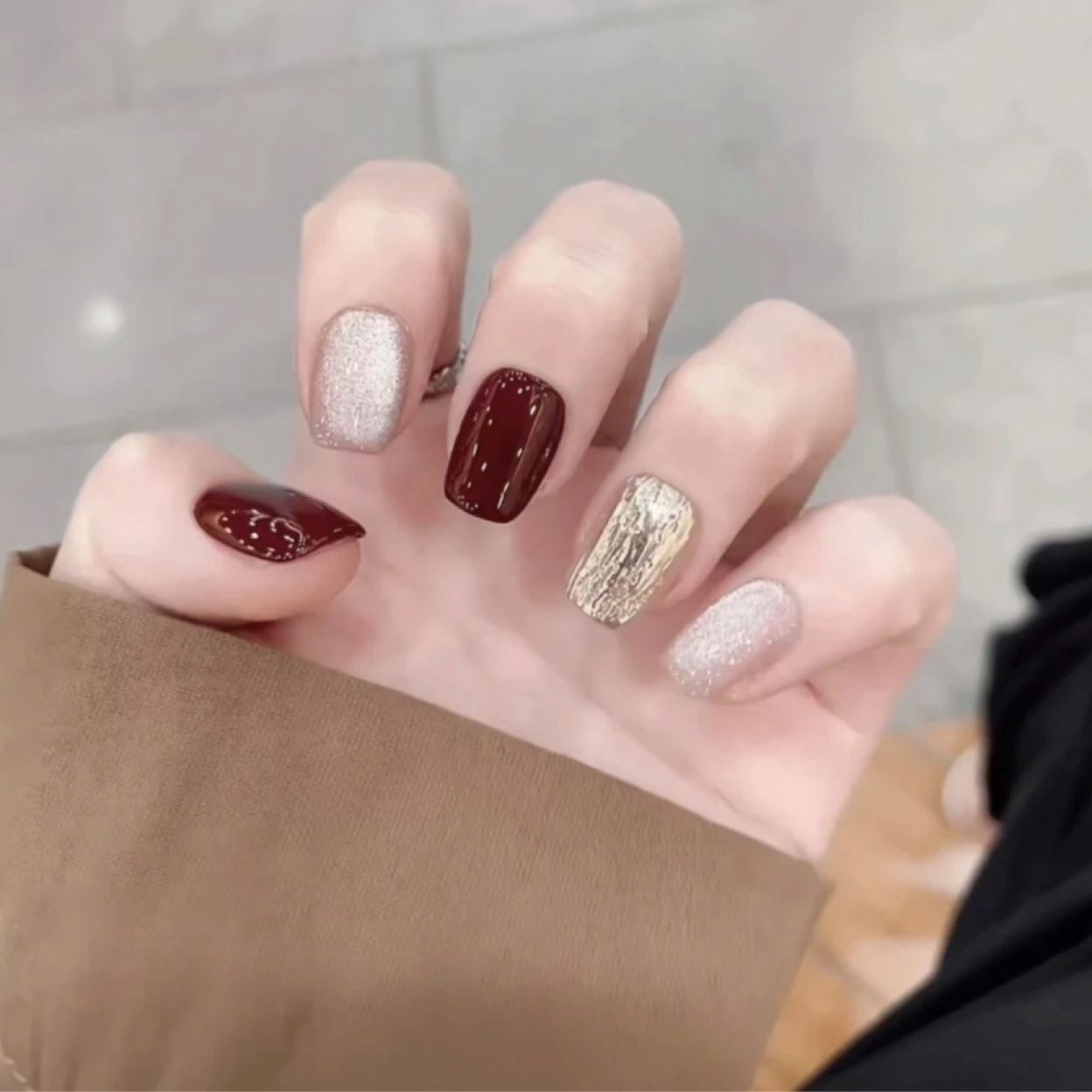 Use manicura puro hecho a mano blanco ojo de gato gafas de sol polvo desgaste manicura