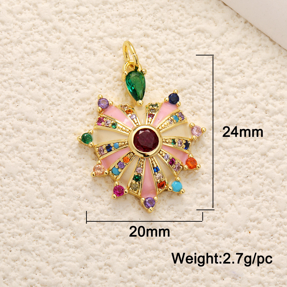 15 * 20mm Jewelry Making Size 1 Piece 15 * 20mm Copper Zircon Heart Shape Pendant