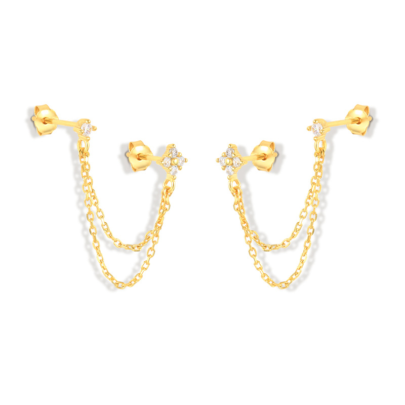 Europa y América de moda ins estilo S925 Cadena de plata esterlina borla oreja hebilla pendientes líneas de oreja chica fresca pendientes image 7