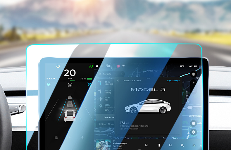 Suitable for Tesla's New Version of Model Y/3 Screen Tempered Film, New Version of High-Definition Navigation Protection Interior Accessories