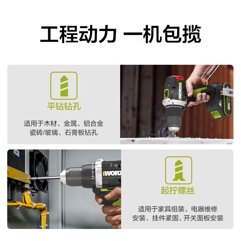 WEX WORX WU193 taladro eléctrico sin escobillas, taladro eléctrico de litio de gran torsión industrial, herramientas eléctricas profesionales