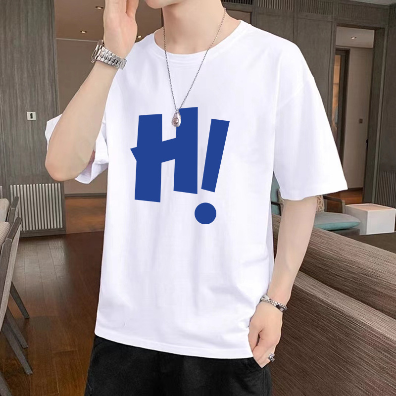 Moda estilo coreano corto moda negro hielo seda manga corta Camiseta cuello redondo Camiseta para hombres y mujeres