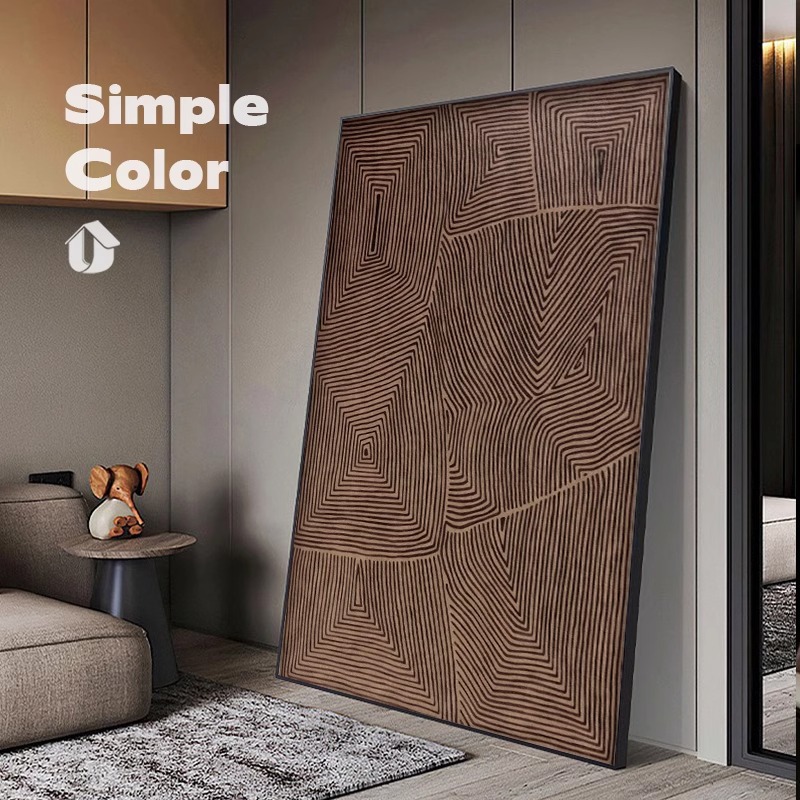Brown American Retro Abstract Line Art Living Room Decorative Painting High-End Modern Entrance Hall Floor Hanging Painting