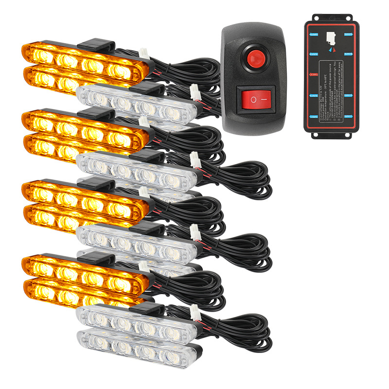 Car Grille Flashing Light One to Eight 4 Led, One to Sixteen Modification Super Bright Warning Light Clip Light Grille Small Yellow Light