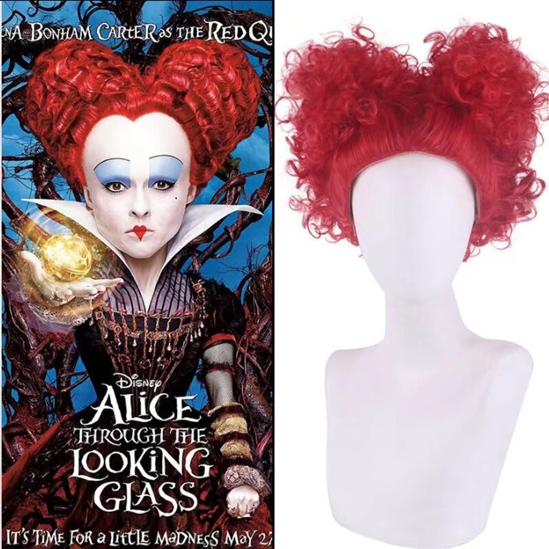 Zsd European and American Movie Alice in Wonderland Red Queen Wig Queen of Red Peach Cos Wig Rose Net
