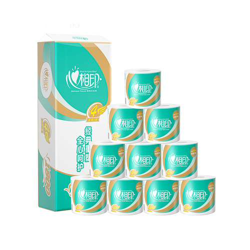 Xinxiangyin roll 4 layers 180g household roll paper napkin toilet paper toilet paper 27 rolls full box family pack