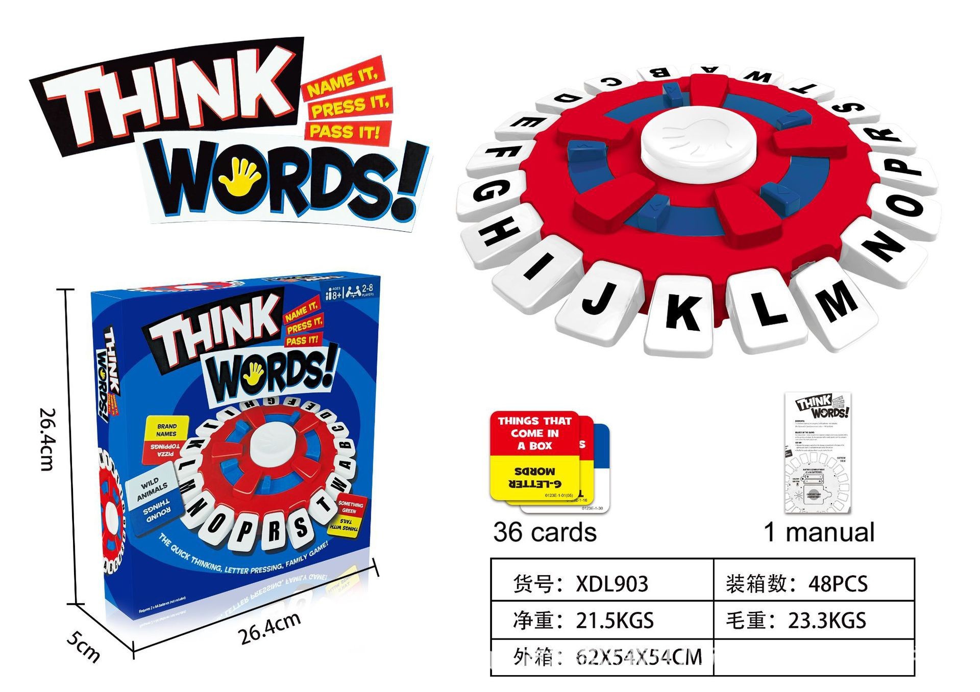 Explosiones transfronterizas cartas locas 26 teclas juegos de mesa mesa de mesa familia juguetes interactivos de puzzle al por mayor