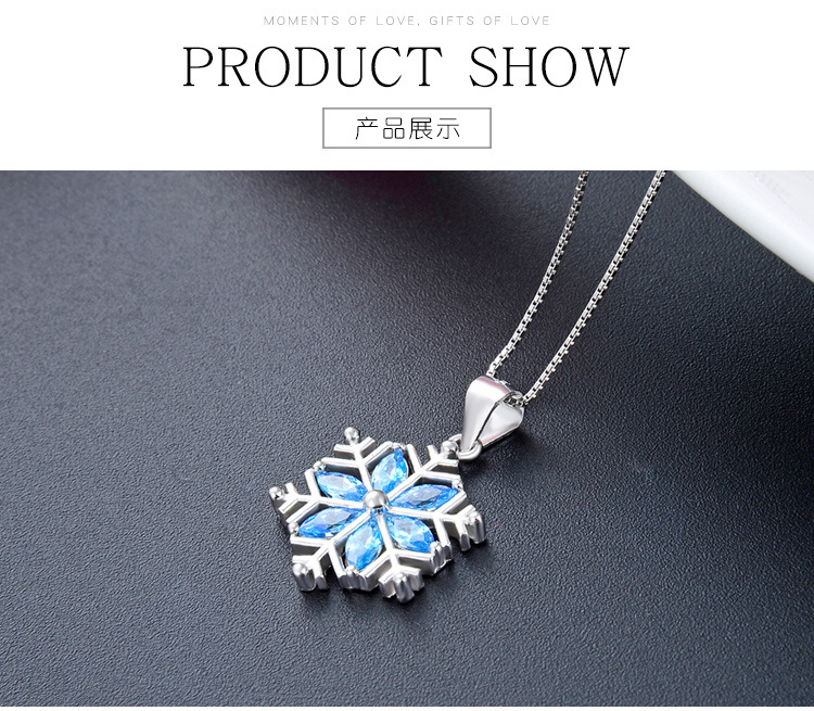 Korean Fashion Necklace Accessories S925 Silver Inlaid Crystal Snowflake Pendant display picture 1