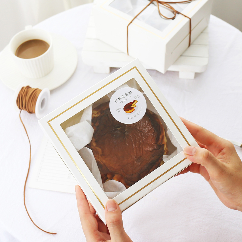 ins simple 4-inch Basque cheesecake box cupcake muffin box baking packaging pastry box wholesale