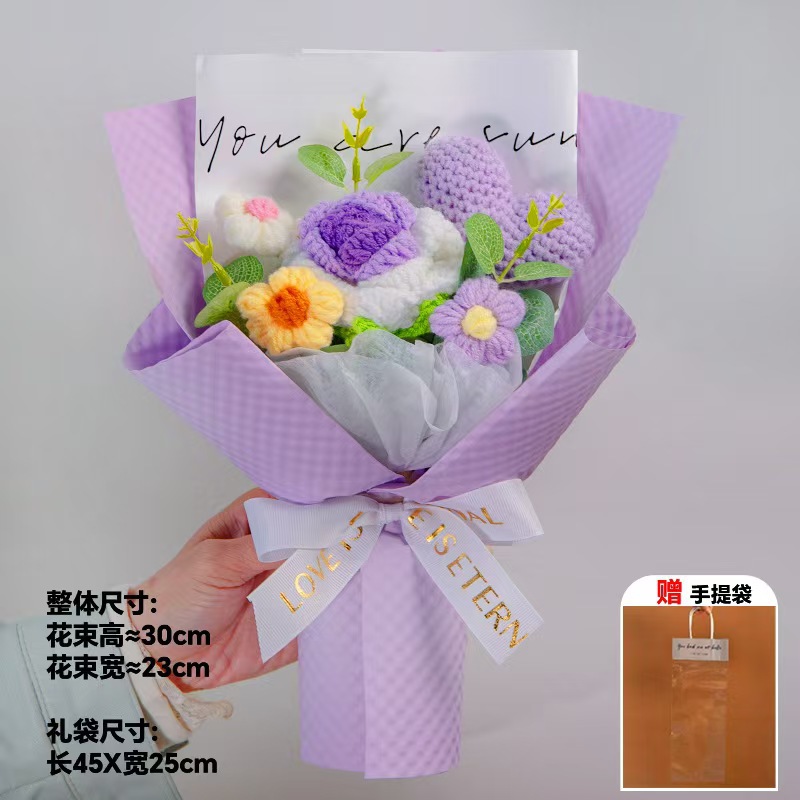 Amazon al por mayor buquete de lana hecha a mano trenzado imortalidad flor GeSan regalos de mano decoración simulación de San Valentín