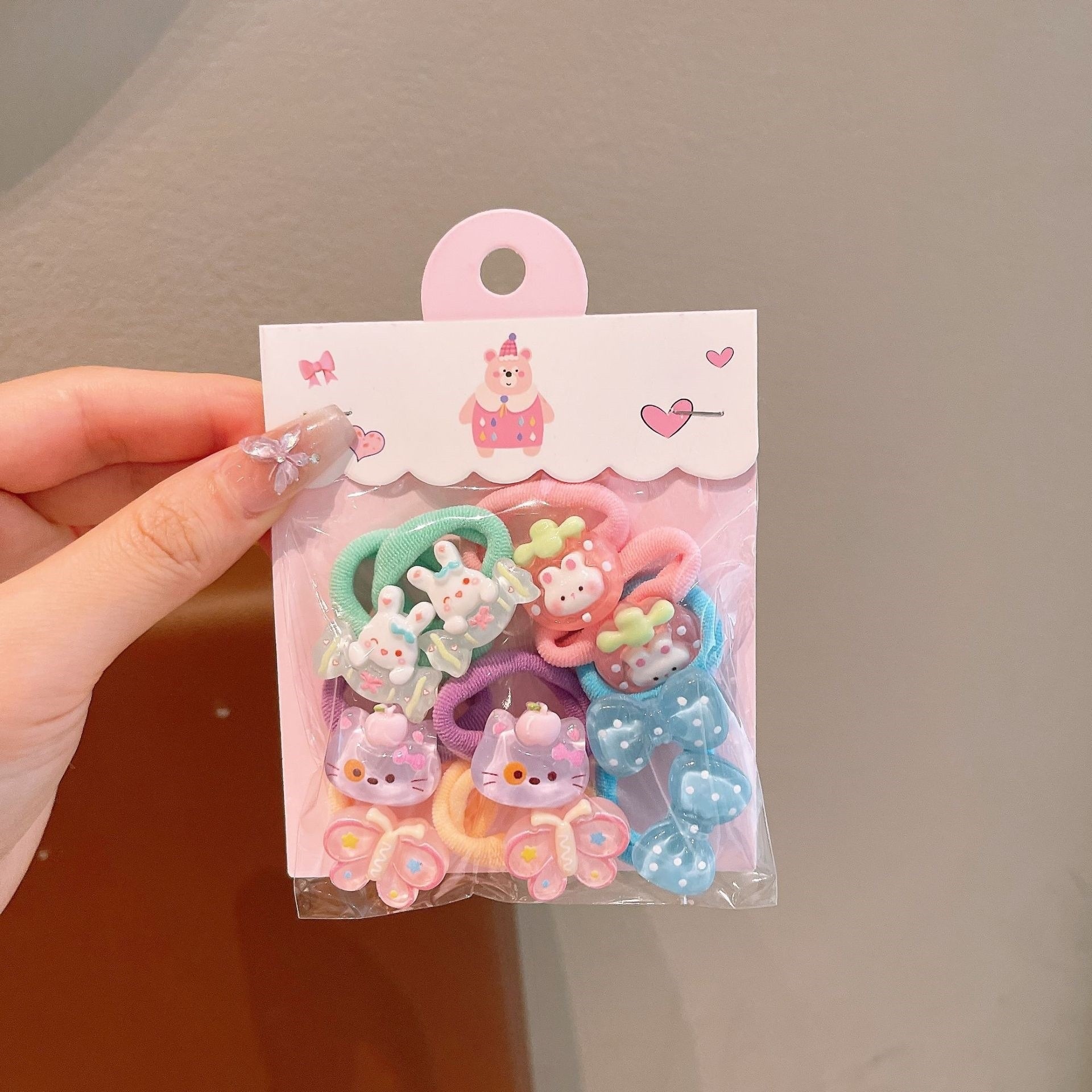 Anillo de pelo de pulgar de dibujos animados para niños, cabello para bebés, cabello para bebés, banda de pelo de alta elasticidad coreana
