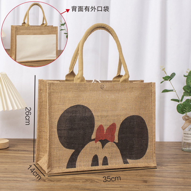 Bolsa de lino personalizada diy regalo de mano de compras bolsa de yute de gran capacidad bolsa de lino portátil bolsa de lino personalizada