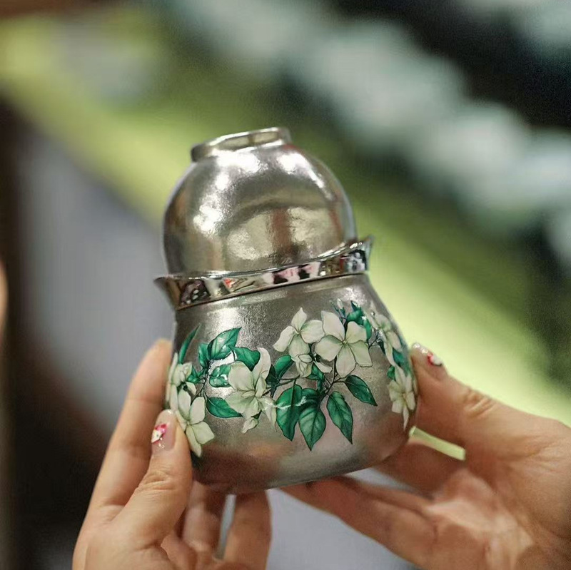 mully摩利钛葫芦山茶花一壶三杯旅行茶具户外便携纯钛快客杯套组|undefined