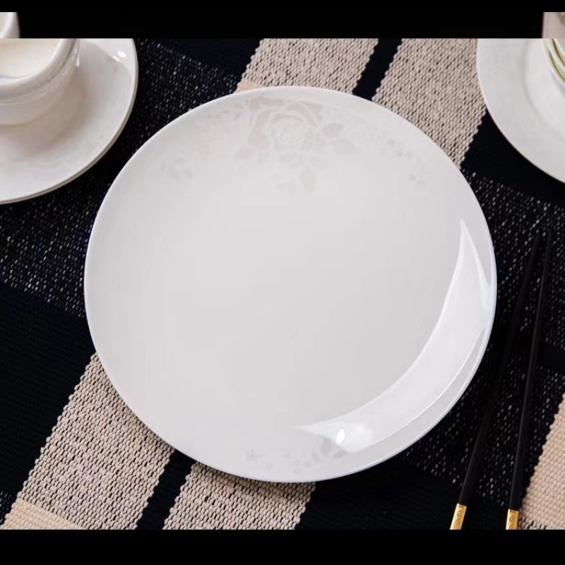 Cuencos caseros Jingdezhen hueso porcelana cubiertos platos platos platos de rosa blanca cubierta de cocina simple microondas